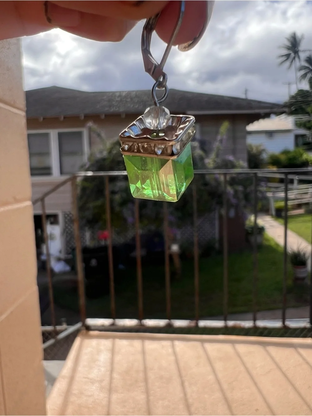 Handmade Crystal Cube Drop Earrings ✨ Sterling Silver